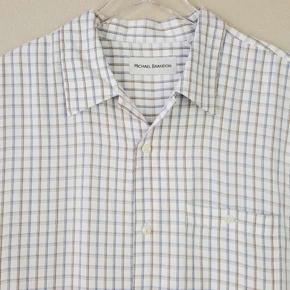 Michael Brandon Academia Checker Plaid Button Down Collar Dad Shirt Shac… - Picture 3 of 8